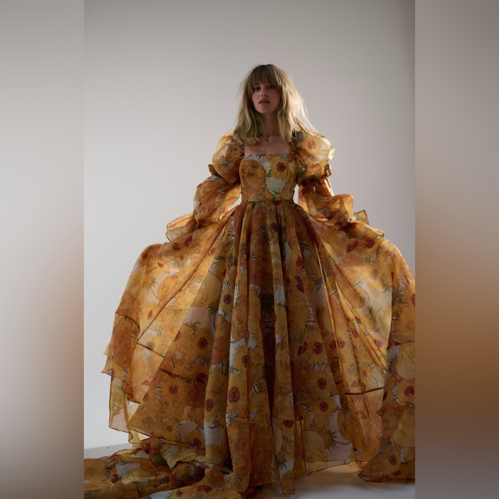 SELKIE Sunflowers Capulet Gown Maxi Dress—XXL